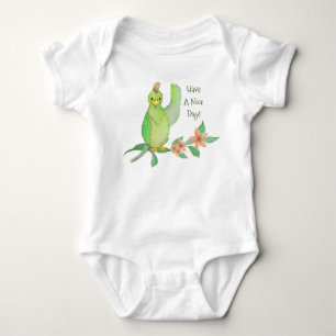Green Parrot, Have A Nice Day Baby Jersey Bodysuit
