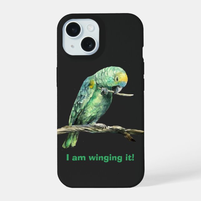 Green parrot iPhone case (Back)