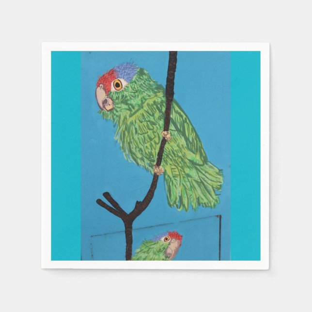 green parrot paper napkins (Front)
