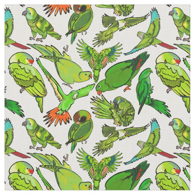 Green Parrot Pattern Fabric (Close Up)