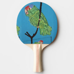green parrot ping pong paddle