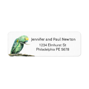 green parrot return address label