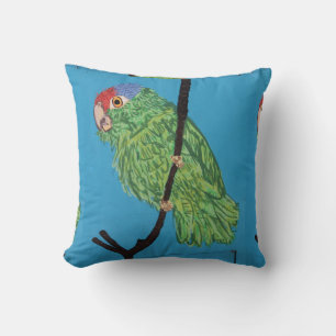 green parrot throw pillow
