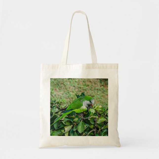 Green parrot tote bag (Front)