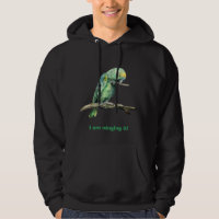 Green parrot winging it