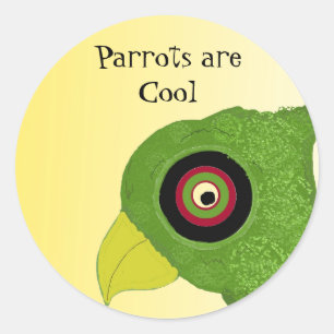 Green Parrot with Saying Classic Round Sticker