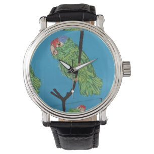 green parrot wristwatch