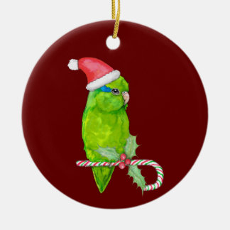 Green parrotlet christmas style ceramic tree decoration