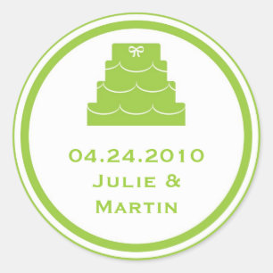 Green party cake wedding favour tag seal label
