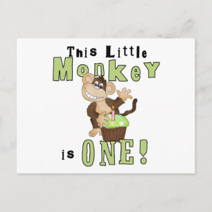 Green Party Monkey 1st Birthday Tshirts and Gifts Invitation Postcard