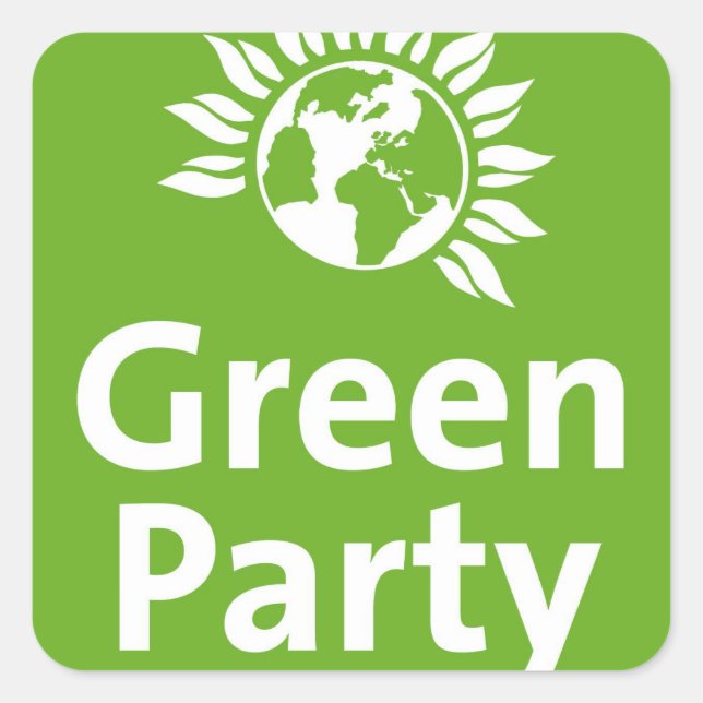 Green Party UK Logo Square Sticker (Front)