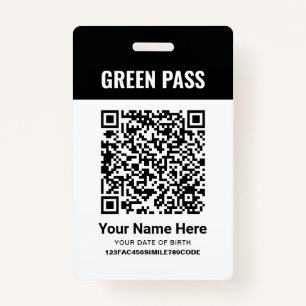 Green Pass Vaccination Certificate PVC Black ID Badge