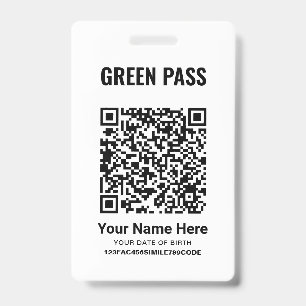 Green Pass Vaccination Certificate PVC Cool White ID Badge