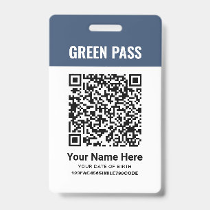 Green Pass Vaccination Certificate PVC Navy Blue ID Badge