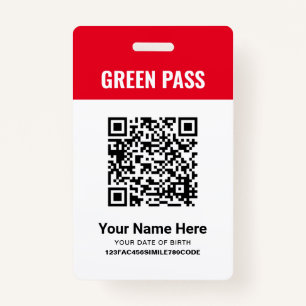 Green Pass Vaccination Certificate PVC Red ID Badge