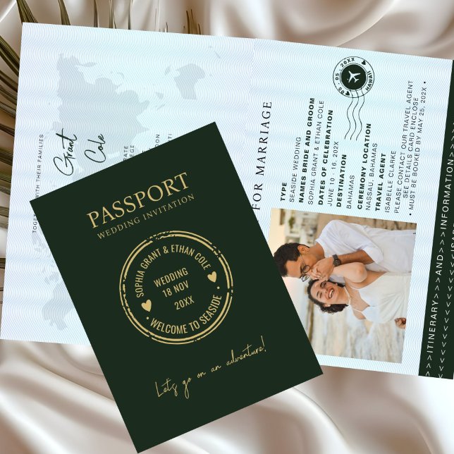 Green Passport Destination Wedding Invitation (Creator Uploaded)