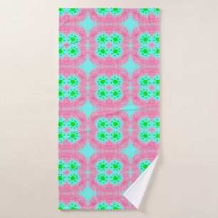 Green pastel cover, tribal ikat print. Modern styl Bath Towel
