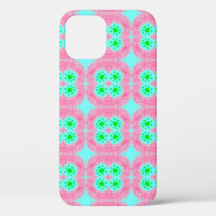 Green pastel cover, tribal ikat print. Modern styl iPhone 12 Case