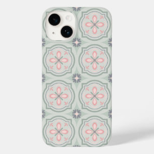 Green Pastel Floral Tiles Case-Mate iPhone 14 Case