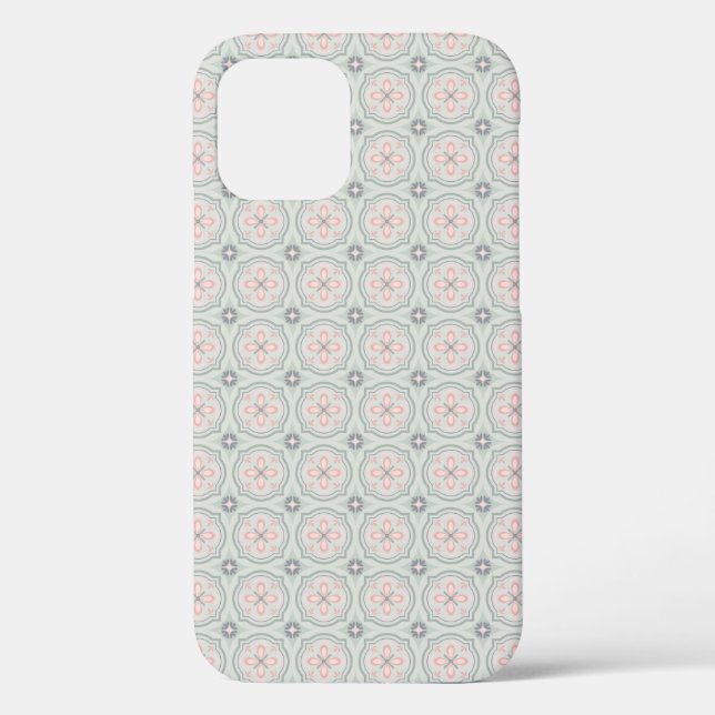 Green Pastel Floral Tiles Case-Mate iPhone Case (Back)