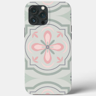 Green Pastel Floral Tiles iPhone 13 Pro Max Case