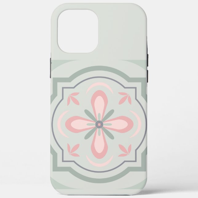 Green Pastel Floral Tiles Case-Mate iPhone Case (Back)