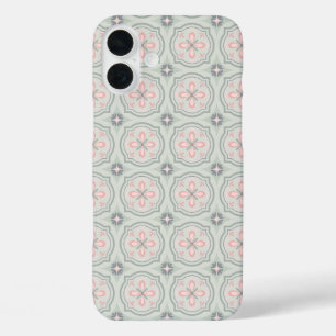 Green Pastel Floral Tiles iPhone 16 Plus Case