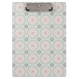 Green Pastel Floral Tiles Clipboard