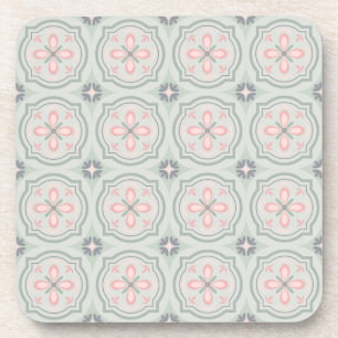 Green Pastel Floral Tiles Coaster