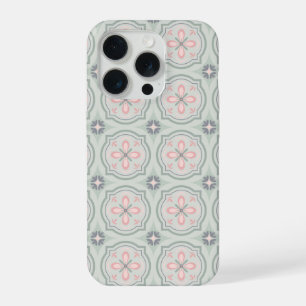 Green Pastel Floral Tiles iPhone 15 Pro Case
