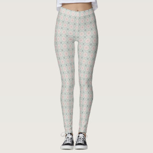 Green Pastel Floral Tiles Leggings