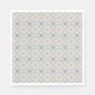 Green Pastel Floral Tiles Napkin