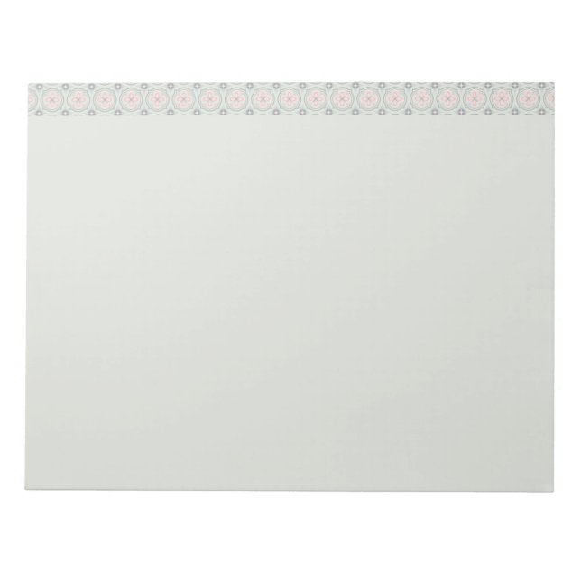 Green Pastel Floral Tiles Notepad (Front)