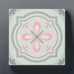Green Pastel Floral Tiles Plaque<br><div class="desc">cool floral shapes pattern</div>
