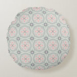 Green Pastel Floral Tiles Round Cushion<br><div class="desc">cool floral shapes pattern</div>