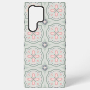 Green Pastel Floral Tiles Samsung Galaxy Case