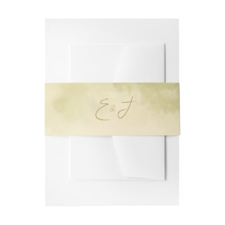 Green Pastel Floral Watercolor Wedding Invitation Belly Band