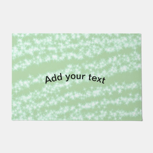 Green pastel glitter sparkle name text boho retro  doormat (Front)