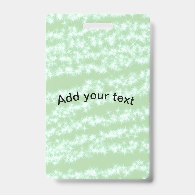 Green pastel glitter sparkle name text boho retro  ID badge (Front)