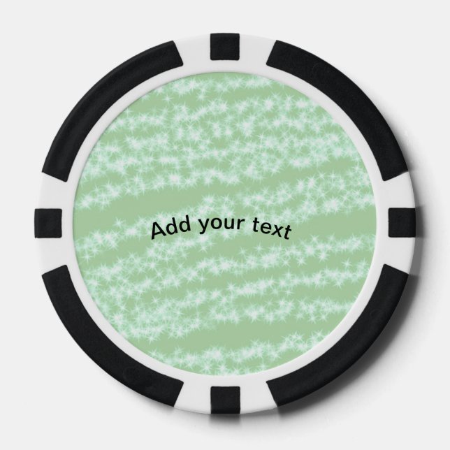 Green pastel glitter sparkle name text boho retro  poker chips (Front)