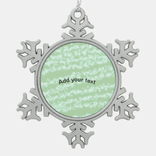 Green pastel glitter sparkle name text boho retro  snowflake pewter christmas ornament