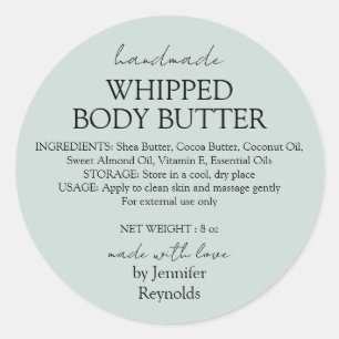 Green Pastel Handmade Body Butter Organic Classic Round Sticker