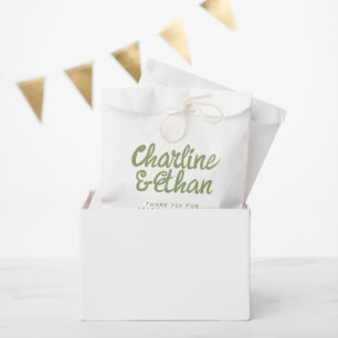 Green Pastel Handwriting Retro Wedding Favour Bag
