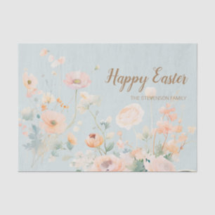 Green Pastel Spring Flowers Happy Easter Tissue Paper