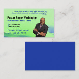 Green Pastor or Deacon Photo Church Business Card