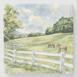Green Pastures Ranch Horses Stone Coaster