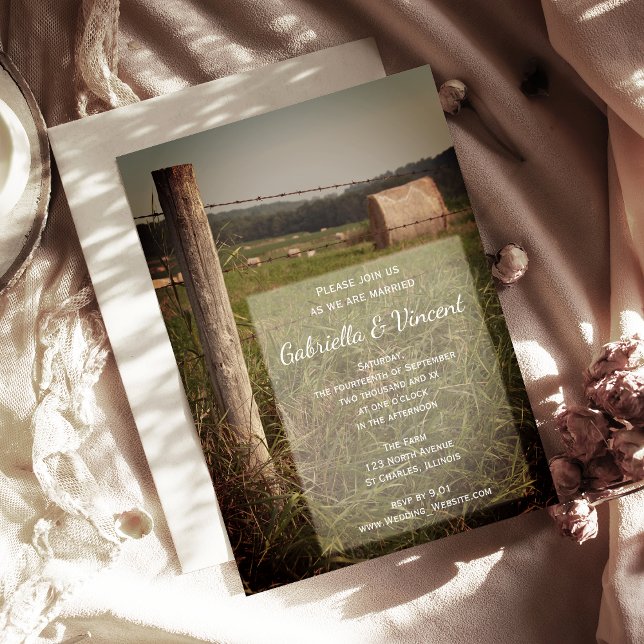 Green Pastures Rural Country Farm Wedding Invitation (Creator Uploaded)