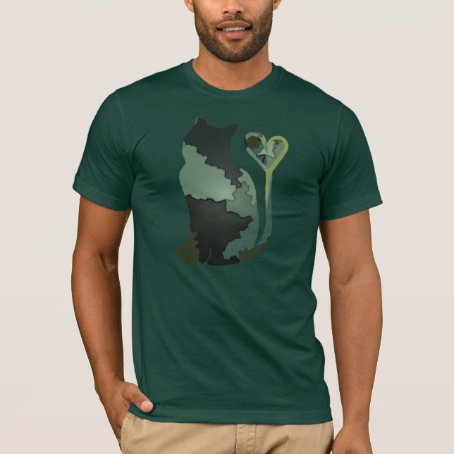 Green Patchwork Camo Kitty Cat T-Shirt (Front)