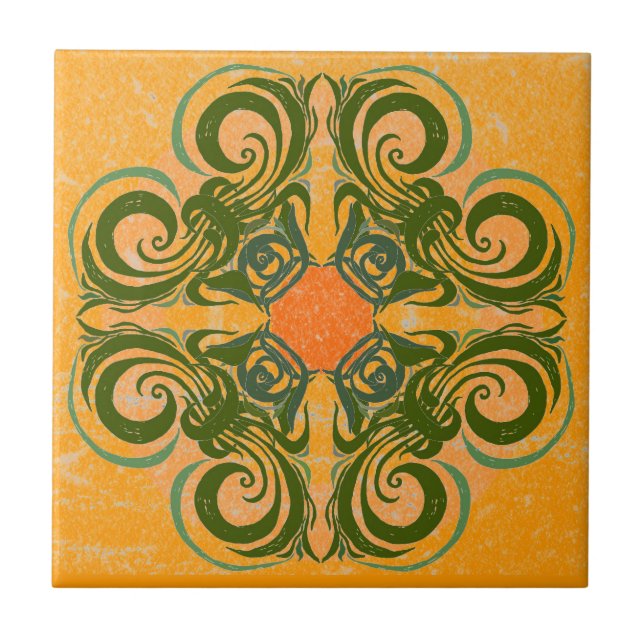Green Pattern and Orange Retro Tiles (Front)