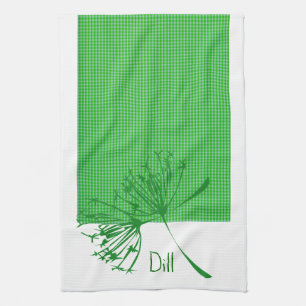 Green Pattern and Spices Dill Kitchen Designs Tea Towel